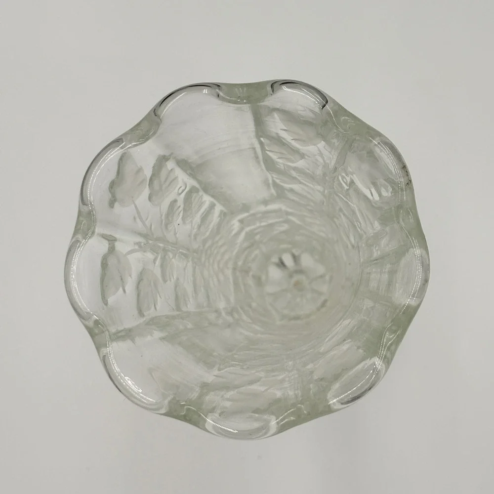 Westmoreland PANELED GRAPE Vase Glass Signed MA Lash 1980 Scalloped 8.5 X 3.5